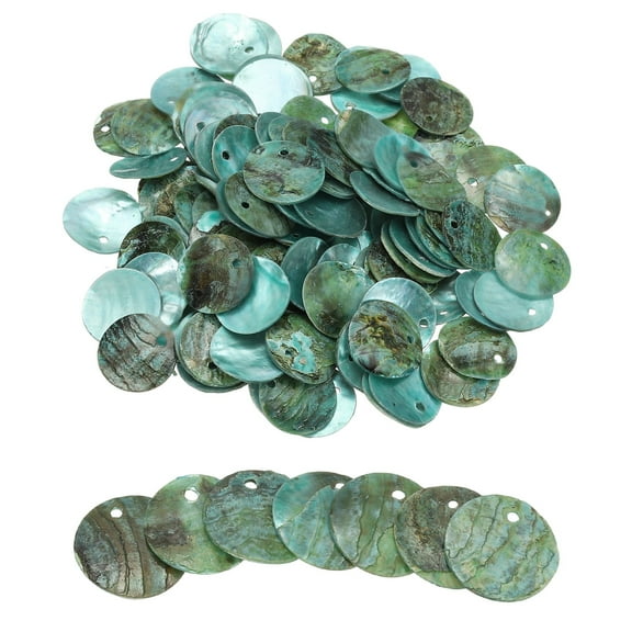 Uxcell 60Pcs Capiz Shells 1.5cm/0.6" Round Natural Shells with 2 Holes for DIY Craft Decoration, Lake Blue