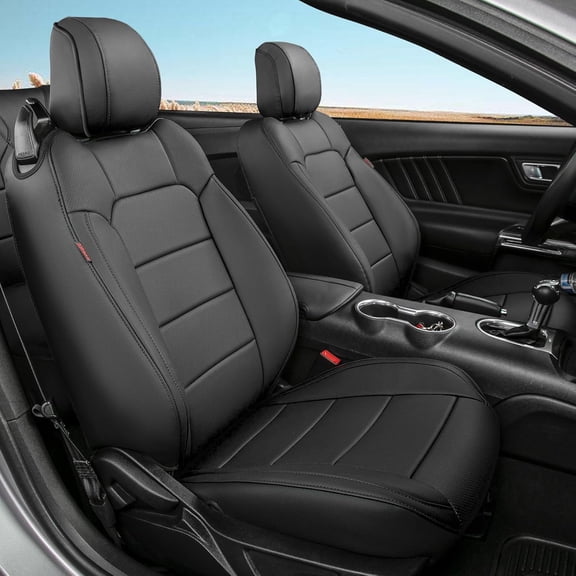 EKR Custom Fit Mustang Car Seat Cover for Ford Mustang Fastback EcoBoost, EcoBoost Premium,GT, GT Premium 2015 -2026 ,Rear Row Backrest 50/50 Split ,Full Set Leather Seat Covers(Black)