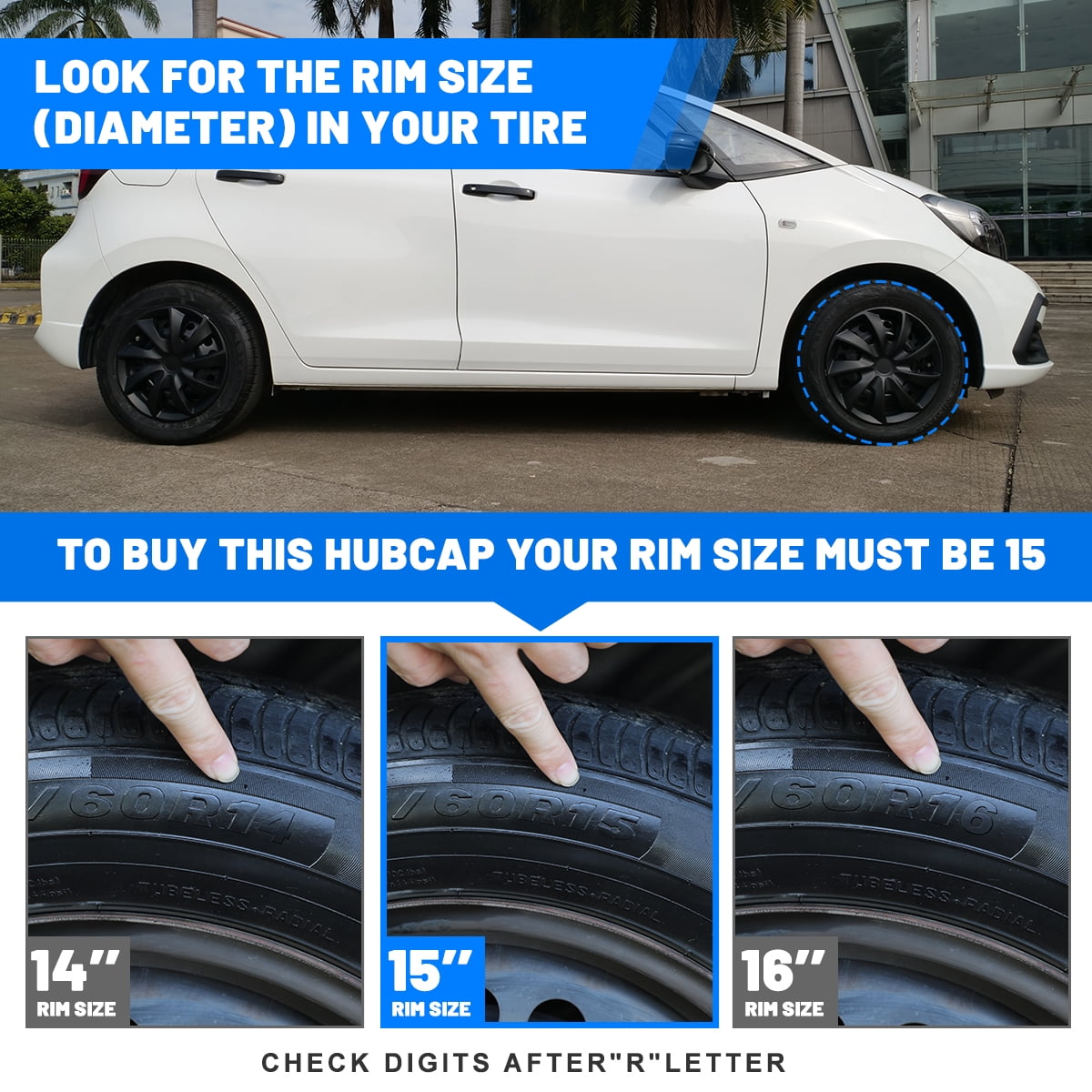15” Wheel Rim Cover Hubcaps Universal Snap On Car Truck SUV Car Accessories Replacement Hub Caps Set of 4-15 Inch Black Matte