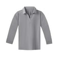 thumbnail image 4 of Inglocry Girls' Long Sleeve V-Neck Collared Tops Summer Casual Work Polo Shirts Fashion Outfits 2025 Light Gray 120, 4 of 4