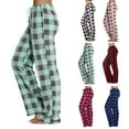 thumbnail image 2 of TQWQT Buffalo Plaid Pants for Women Wide Leg Casual Comfy Buffalo Plaid Soft Pants Christmas Flannel Pajamas Baggy Sleep Cute Bottoms Hot Pink XL, 2 of 4