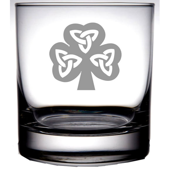 Irish Celtic Shamrock Whiskey Rocks | Laser Etch Embedded Design | 11 Ounce