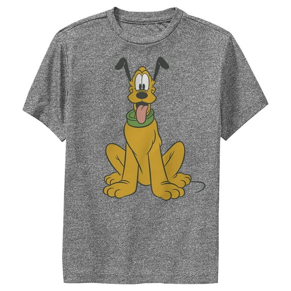 Boy's Mickey & Friends Pluto Perked Dog Ears  Performance Graphic Tee Charcoal Heather Medium