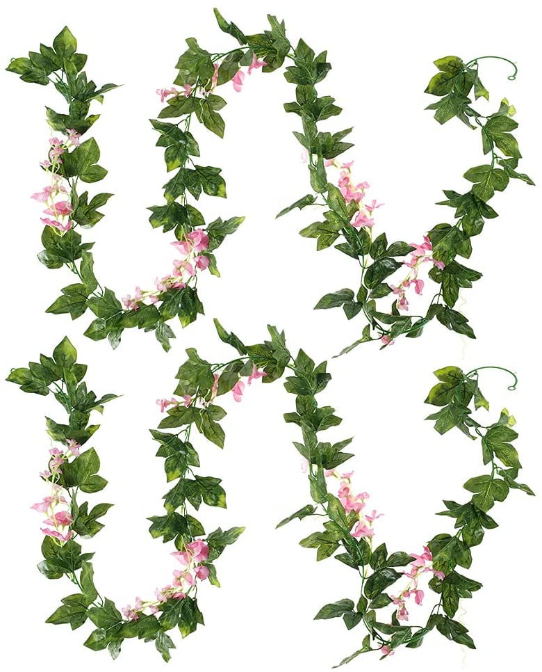 Willstar 2PCS Artificial Flowers Silk Wisteria Vine Ratta Silk Hanging