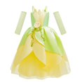 thumbnail image 1 of Vestido de princesa Tiana de tul para niña, disfraz de hada del bosque con flores y hojas de elfo para fiesta de cumpleaños y carnaval Fivean unisex, 1 of 2