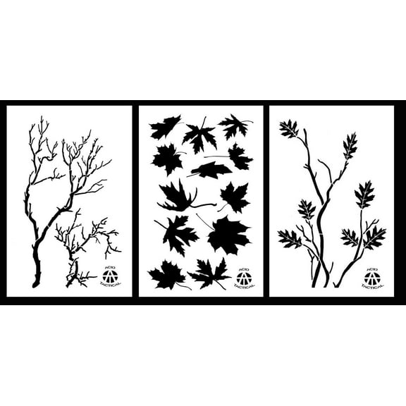 3Pack! Spray Paint Camouflage Stencils 14" Gnarly Branch - Maple - Oak Branch