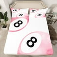 thumbnail image 2 of Feelyou Girly Pink Billiards Twin Sheet Sets, Cartoon Sports Lover Twin Fitted Sheet, Teen Kid Child Flat Sheet, Lightweight Room Decor, 3-Piece, 2 of 7