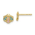 thumbnail image 5 of 14K Yellow Gold Madi K Blue & Pink Cubic Zirconia Seashell Post Earrings, 5 of 7