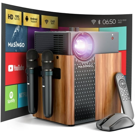 UPC: 5060893141070 | MASINGO New 2023 4-in-1 Portable Karaoke Machine with Smart 1080p Projector w/ WiFi  30W Speakers & 2 UHF Wireless Microphones. Built-in Android System for Lyrics Display Apps  Netflix  YouTube  etc.