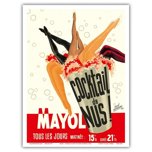 Cocktail de Nus! (Cocktail!) - Concert Mayol Cabaret - Paris France - Vintage Theater Poster by René Lefebvre c.1963 - Master Art Print (Unframed) 9in x 12in