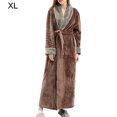 thumbnail image 3 of Unisex Long Toba Albornoz Salón Invierno Otoño Casual Casual Camino Campo de dormir Ropa de dormir Piel transpirable Elástico Housecoat Café XL Vogacara HA011311-15, 3 of 7