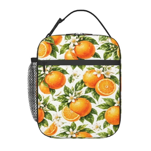 Orange Lunch Bag Reusable Thermal Lunch Tote with Handle for Women and Men