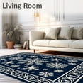 thumbnail image 2 of Ultra Soft Area Rug, Elegant Ornate Snowflake Christmas Border Motif, Non Slip, Stain Resistant, Washable Area Rugs for Living Room, Bedroom(Blue, 4X6), 2 of 8