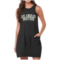thumbnail image 1 of Vestido de Verano para Mujeres, Vestido de Cuello Redondo sin Mangas de Bolsillo de Impresión de Moda Casual Hecha de 95% Poliéster 5% Spandex para Primavera Verano, Vestido Sexy para Mujeres, 1 of 4
