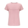 thumbnail image 4 of JSheng Summer Tops for Women Women Loose Short Sleeve Solid Color Round Neck Comfortable Casual T-shirt Top Pink M, 4 of 5