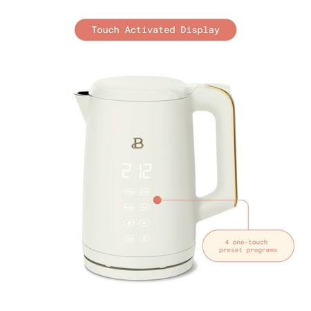 Beautiful 1.7-Liter Electric Kettle 1500 W with One-Touch Activation, White Icing by Drew Barrymore NEEDS CLEANING