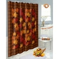 thumbnail image 6 of Thanksgiving Shower Curtains for Bathroom, Vintage Fall Maple Leaf Brown Plaid Waterproof Fabric Shower Curtain for Bathroom Bathtub Decoration, Machine Washable, 72"x72", 6 of 9
