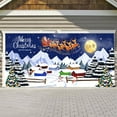 thumbnail image 4 of Christmas Garage Door Cover, 157*70Inch Large Outdoor Holiday Decor with Santa Snowflake Print, Polyester Background for Party(B), 4 of 6