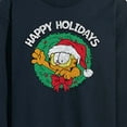 thumbnail image 3 of Garfield - Happy Holidays Wreath - Adult Long Sleeve Tee, 3 of 5