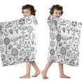 thumbnail image 4 of Doodle Sports Icons Pattern Hooded Bath Towel，50"x30" for Ages 3 To 12 Kids, Quick Dry Lightweight Soft Microfiber Hood Beach Towel Cover Up for Kids, 4 of 7