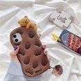 thumbnail image 4 of Phone Case for iPhone X/XS, Super Cute 3D Brown Cookie with Bear Lying on Top Soft TPU Silicone Gel Rubber Cover Case, Kawaii Cartoon Case Full Body S, 4 of 4