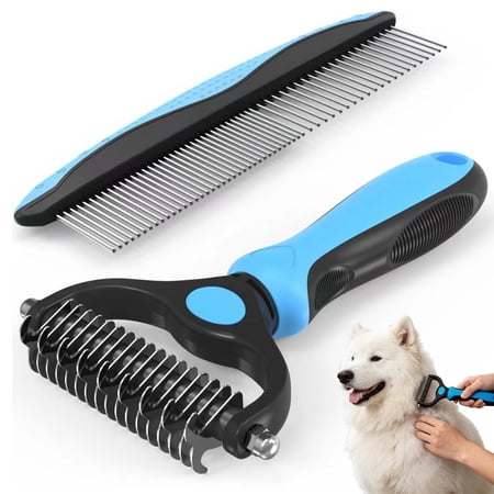 2026 New Large Dual Sided Shedding Blade for Cats and Dogs, Dematting Undercoat Rake Grooming Brush for Long Hair, Removes Loose Fur, Tangles & Knots