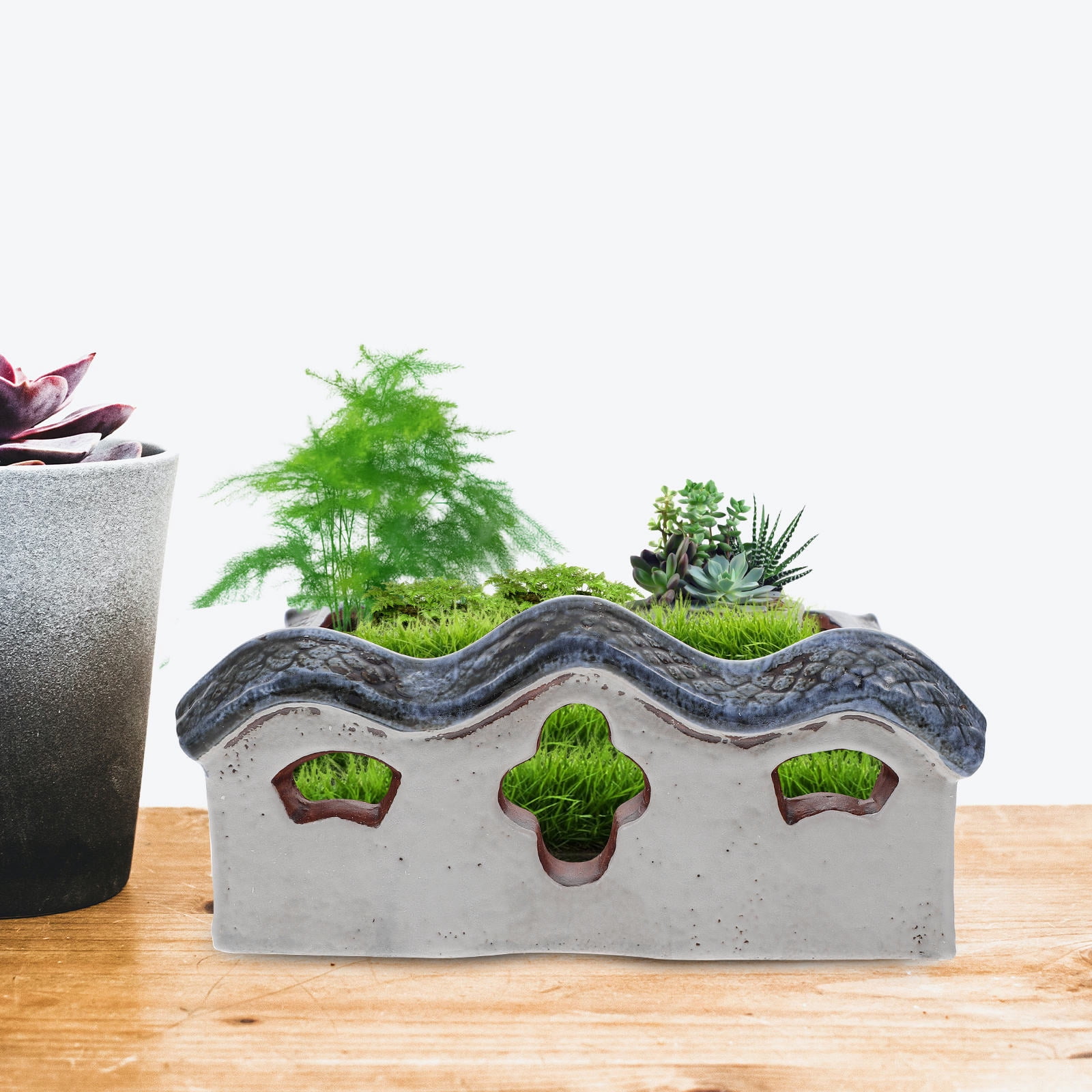 NUOLUX Ceramics Flowerpot Ceramic Multi 1Pcs Retro Style House Shape For Outdoor