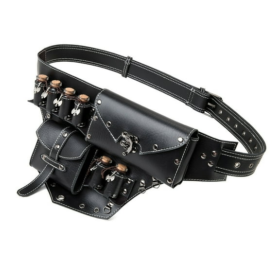 Medieval Renaissances PU Belt Bag with Cork Potion Vials Alchemist Wizard Waist Pouches for Festivals