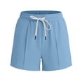 thumbnail image 4 of Byworldtasic Women's Elastic Waist Knee Length Bermuda Shorts with Drawstring Comfort-Fit Casual Shorts, 4 of 6