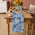 thumbnail image 2 of Navy Blue Coastal Palm Leaves Cotton Linen Rectangle Table Runners 13"x72", Summer Botanical Tropical Coffee Table Runner Dresser Scarves Luxury Table Runners for Wedding Party Banquet Dinner Decor, 2 of 8