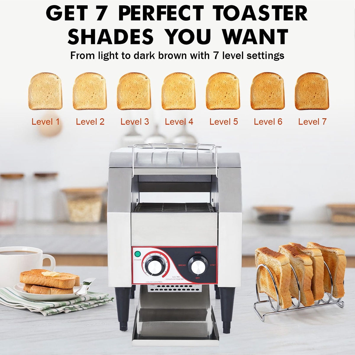 Ataucjin Commercial Toaster Conveyor 150 Slices/Hour, Heavy Duty Industrial Conveyor Toaster Stainless Steel Electric Oven with Dual Heating Tube 7-speed Adjustments for Bagel Croissant Bakery