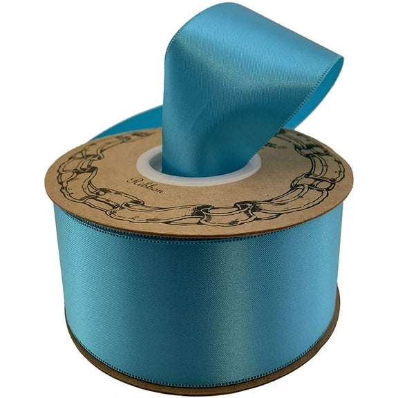 Turquoise Satin Fabric Decorative Ribbon - 2" x 50 Yards, Easter, Gifts, Wrapping, Wreath, Gift Bow, Baby Shower, Spring, Summer, Birthday, Christmas