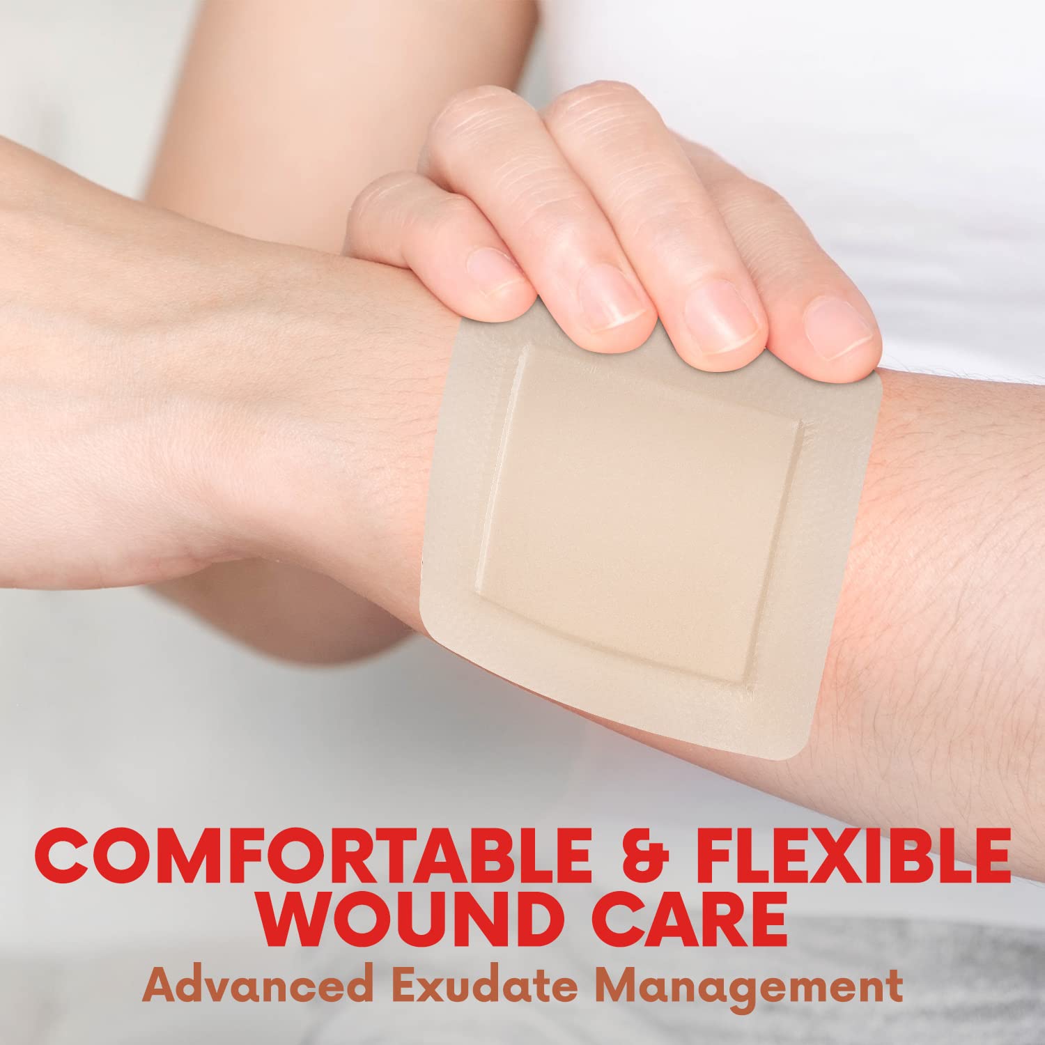 HEALQU Silicone Foam Dressing with Border 4x4 inch, 10-Count Box – Multi-Layer Absorbent, Breathable, Waterproof Pads for Wound Care, Burns, and Pressure Ulcers