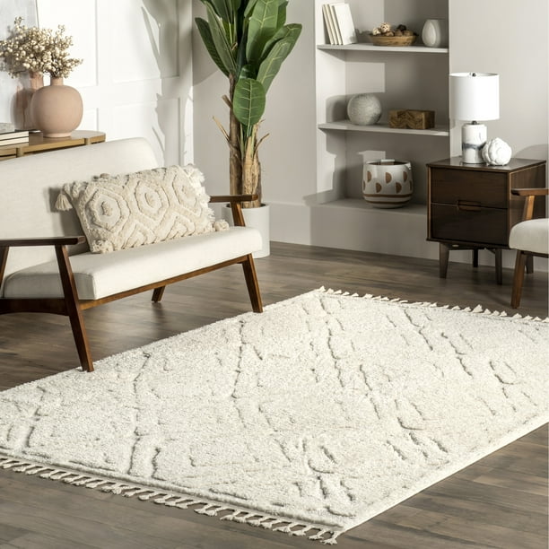 nuLOOM Mandie Transitional Moroccan Tasseled Area Rug, 8' x 10', Beige