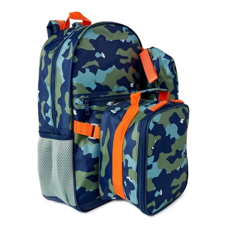Wonder Nation Boys Backpack with Lunch Box and Pencil Case 3-Piece Set Camo