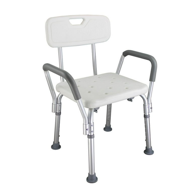 Adjustable Medical Shower Chair Bathtub Bench Bath Seat Stool Armrest Back White