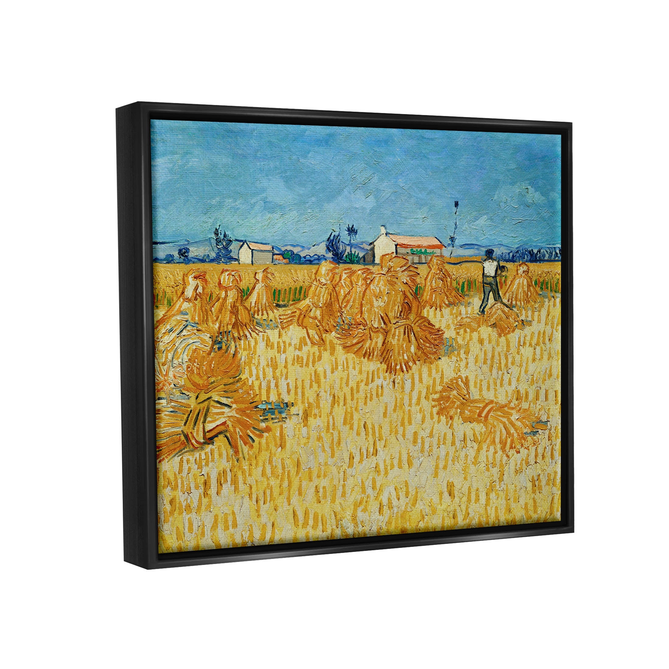 Harvest In The Provence Van Gogh Scenery Landscape Painting Jet Black Framed Art Print Wall Art