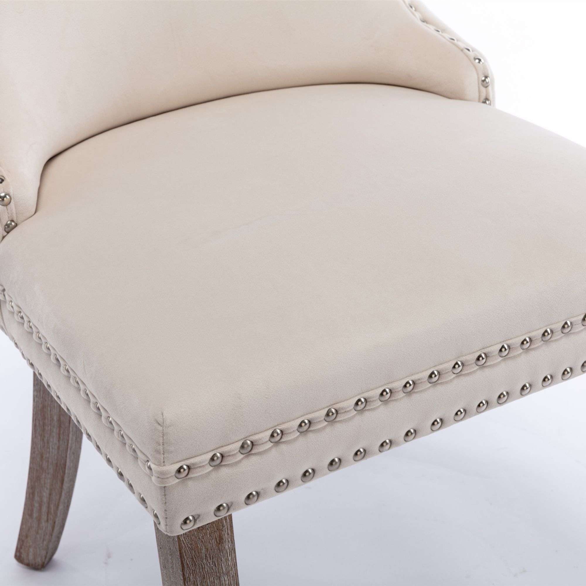 Button Tufted Upholstered Dining Chairs with Nailhead, Dining Room Chairs Tufted Cushion Back Elegant, Accent Chairs with Solid Wood Legs for Living Room/Kitchen (Set of 4)