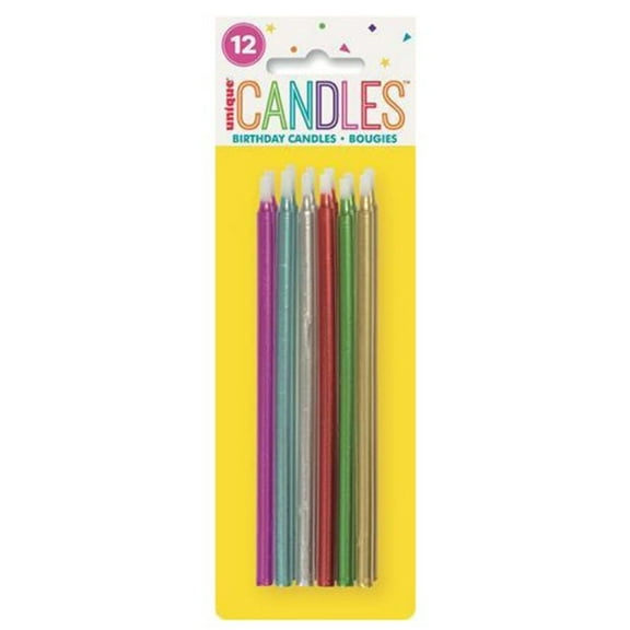 Metallic Spiral Birthday Candles 5" - Assorted, 12