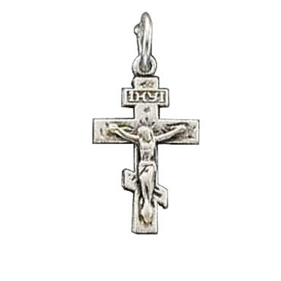 Sterling Silver 16" .8mm Box Chain Small Christian Crucifix Pendant Necklace