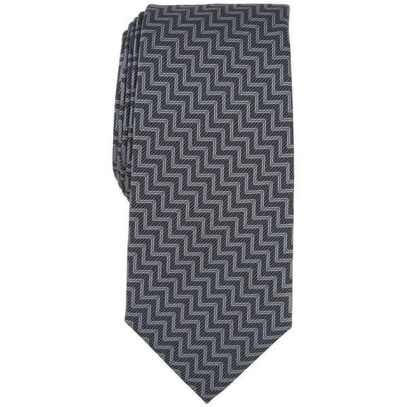 Alfani Men's Donovan Zig-Zag Pattern Tie Necktie Slim Black Gray