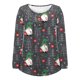 thumbnail image 4 of Pntutb Mujer Casual Suelto Cuello Redondo Botón Manga Larga Estampado De Navidad Top Pntutb Pntutb-6257, 4 of 5