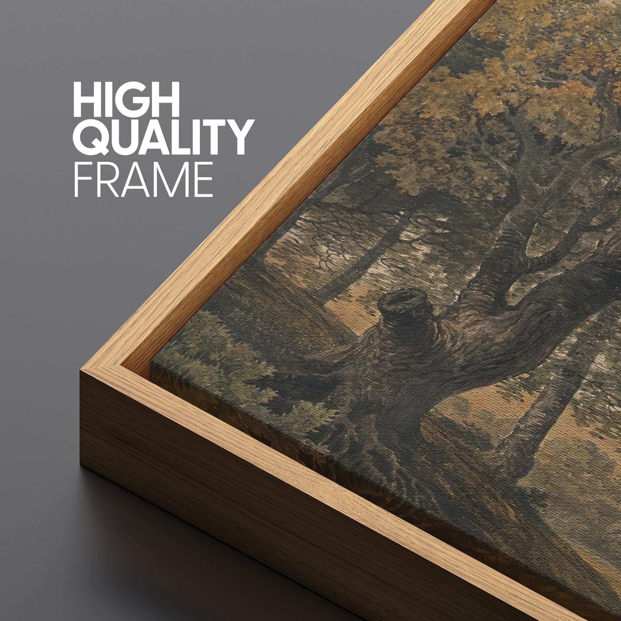 IDEA4WALL Extra Large Framed Canvas Print Wall Art Pastoral Countryside Landscape with Trees Vintage Art Nature Wilderness Retro Wall Decor Oversized Artwork Relax/Calm for Room Decor - 60"x30"