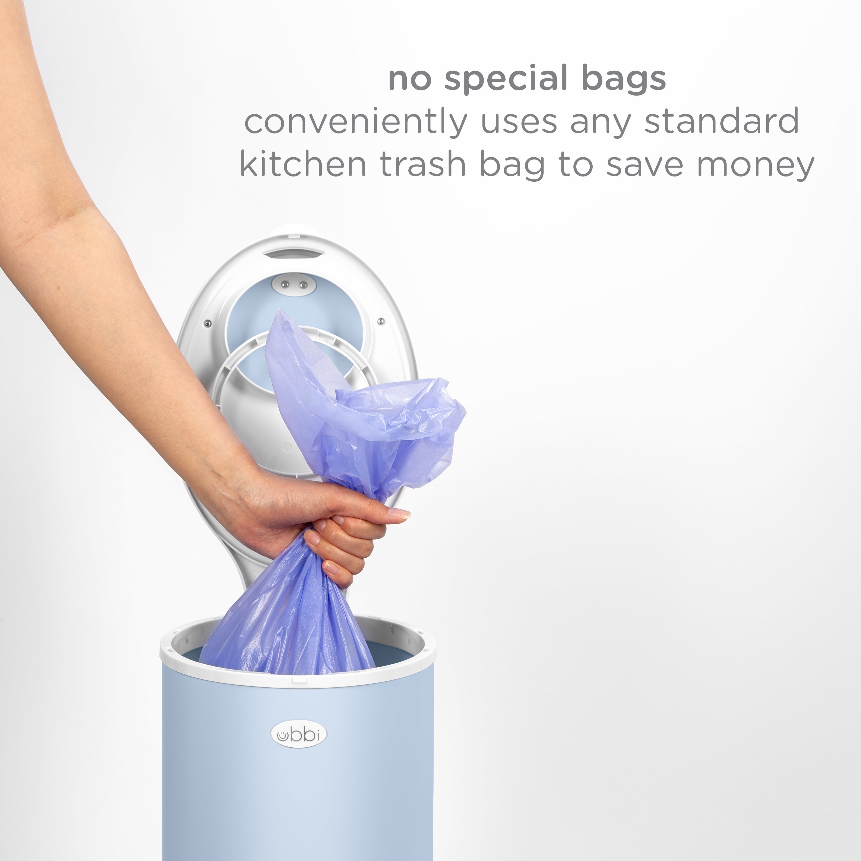 Ubbi Stainless Steel Diaper Pail, Odor Locking, No Special Bag Required, Award-Winning, Registry Must-Have, Cloudy Blue