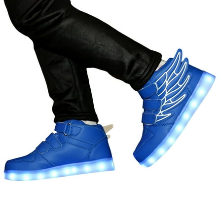 

RUICUW Children s LED 7 Color Light High Top Children s Light Shoes USB Colorful Charging Luminous Shoes 7.5-8 Years