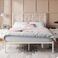 thumbnail image 7 of Amolife Queen Size Vintage Metal Platform Bed Frame with Headboard, White, 7 of 7