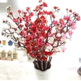 thumbnail image 5 of 2PCS Artificial Flower Plum Blossom Branch Real Touch Artificial Cherry Blossom Flower Short Stem for Table Wedding Bouquet Home Decor red, 5 of 8