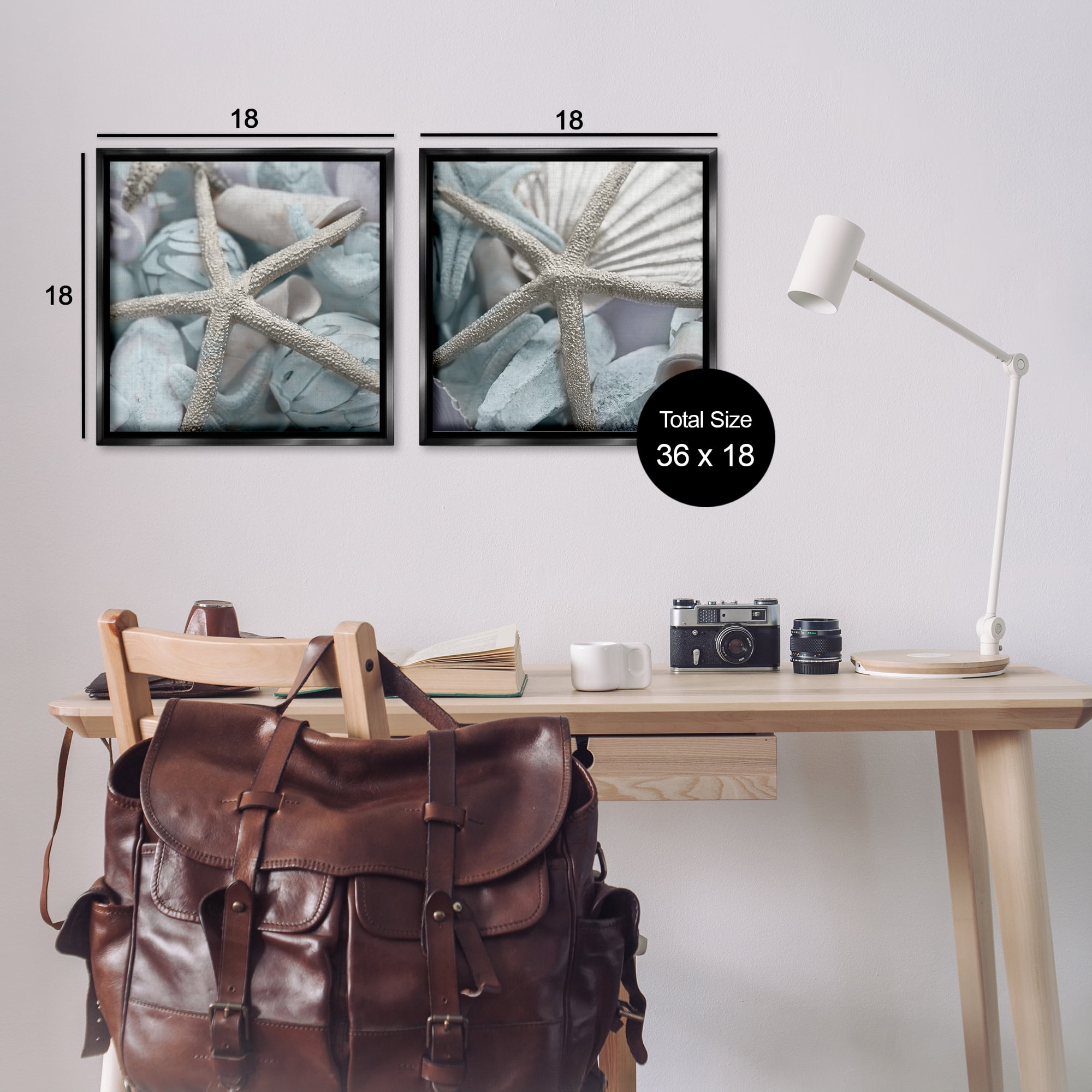 Stupell Industries Dry Distressed Starfish Nautical & Beach Photography Black Floater Framed Canvas Art Print Wall Art, 18 x 18, Set of 2