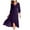 D Purple, variant on Adeawade For Women Lady Chiffon Spring V Neck Long Sleeves Pleated A Line Midi Length Wedding Guest Dress Basic Fashion Daily Wear Black L