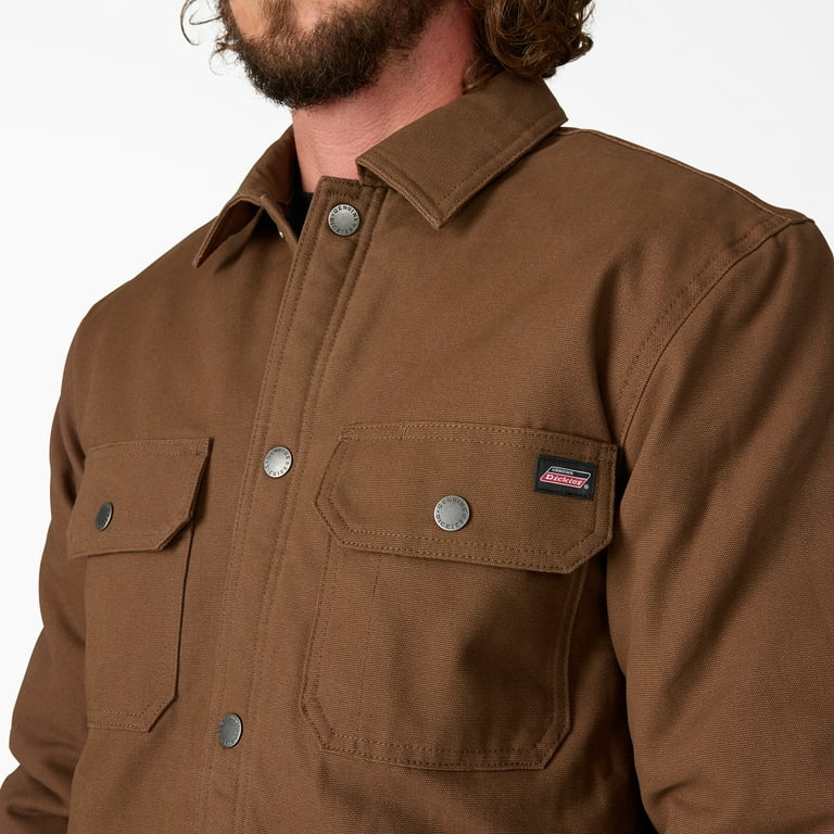 Genuine Dickies Flannel Lined Canvas Shirt Jacket - Walmart.com